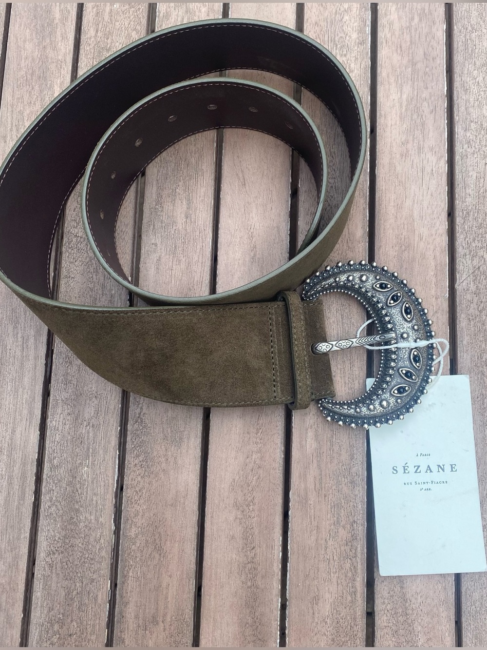 Sezane Louve leather belt, T.90. NWT but modified